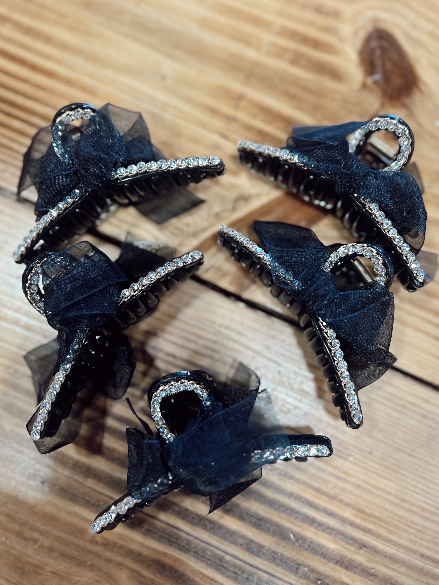 Rhinestone Bow Claw Clip