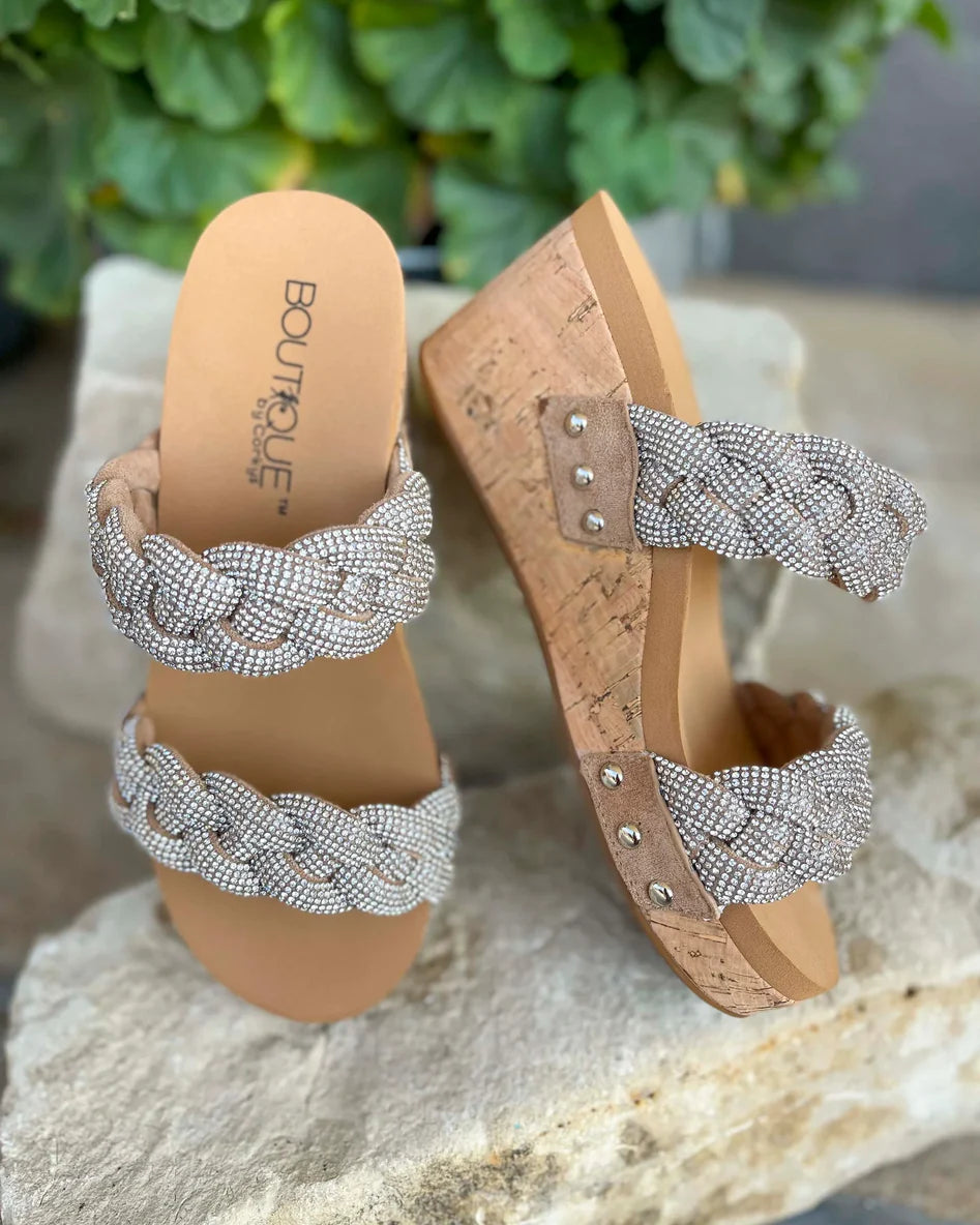 CORKYS Braided Rhinestone Sandals