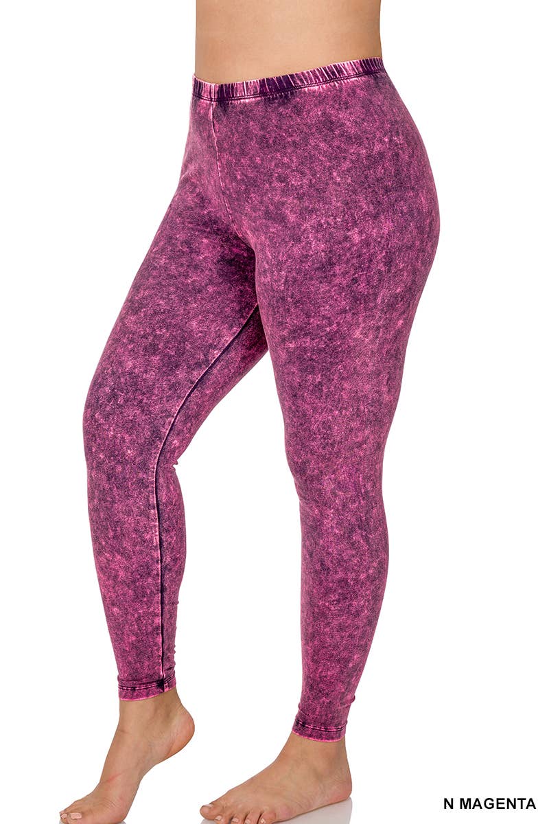 Plus Mineral Wash Cotton Leggings: AMERICANO