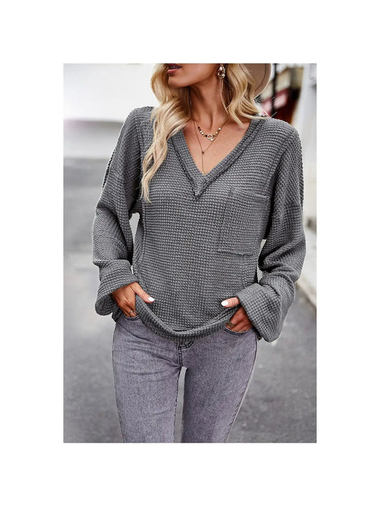 Knit V-Neck Loose Fit Top