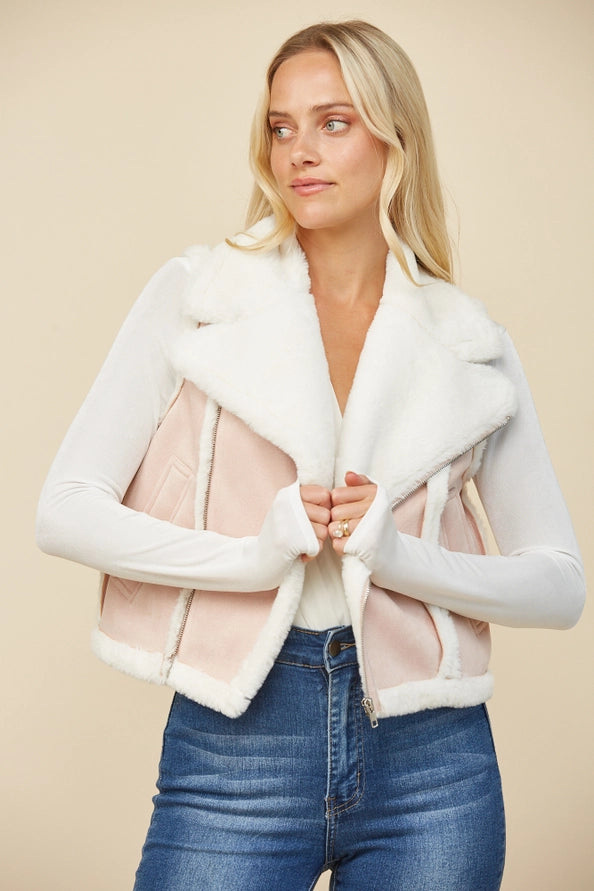 WISTERIA LANE Contrast Shearling Vest