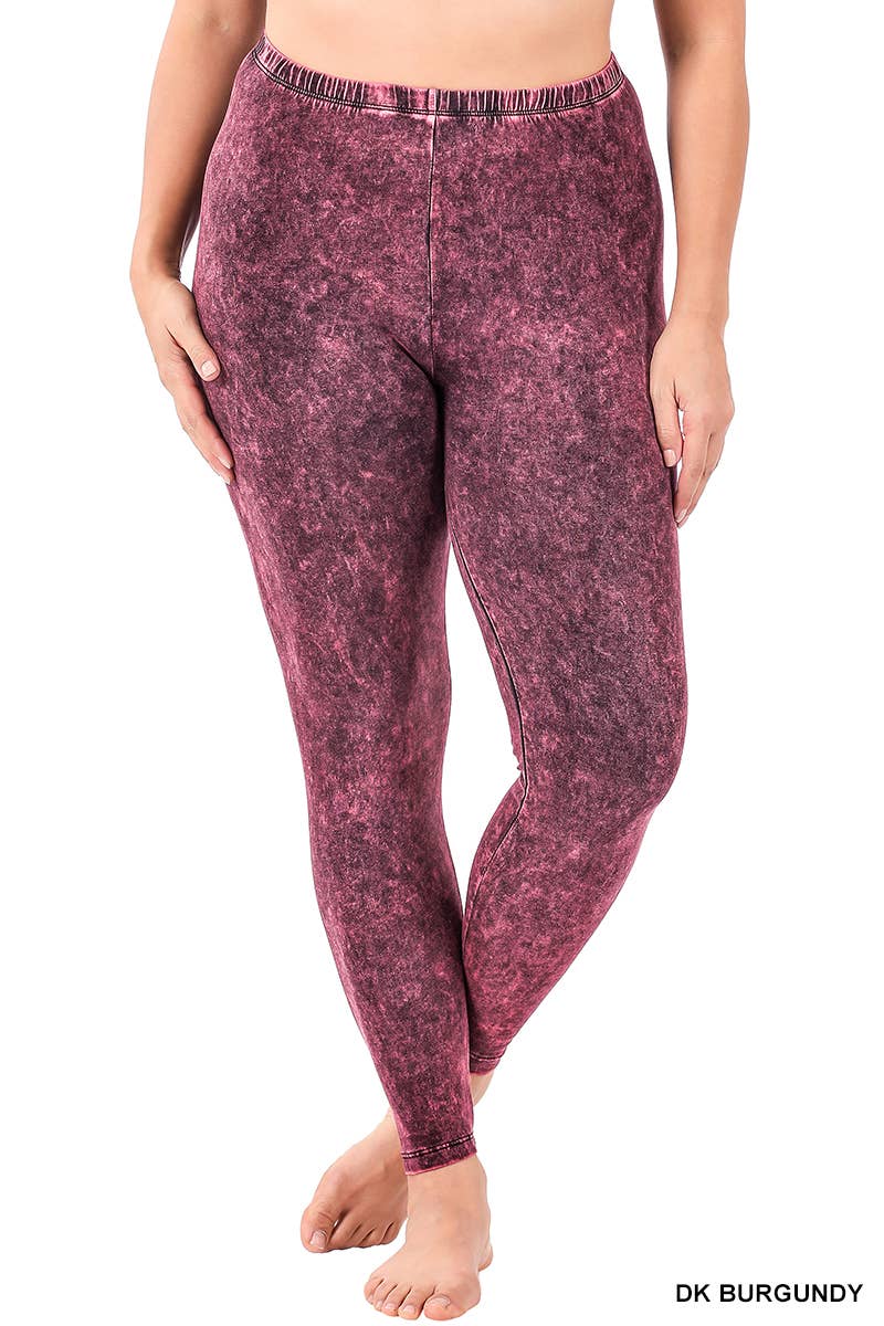 Plus Mineral Wash Cotton Leggings: CHARCOAL