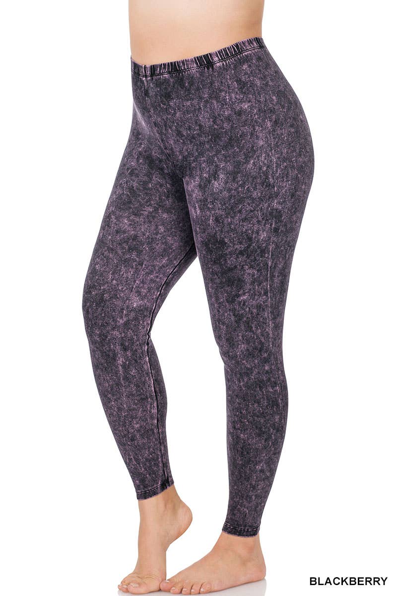 Plus Mineral Wash Cotton Leggings: AMERICANO