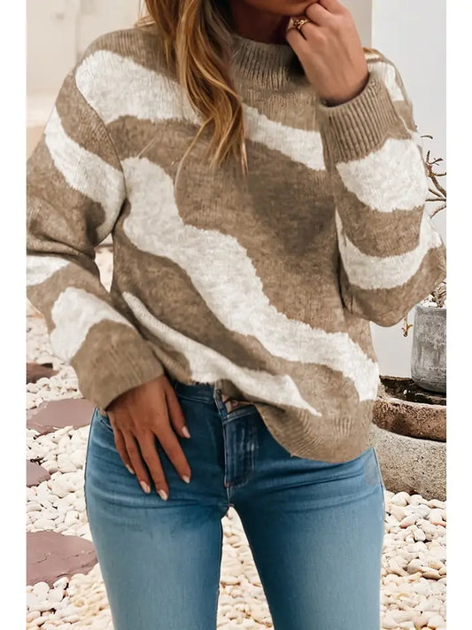 Abstract Mock Neck Sweater