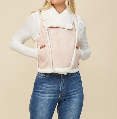 WISTERIA LANE Contrast Shearling Vest
