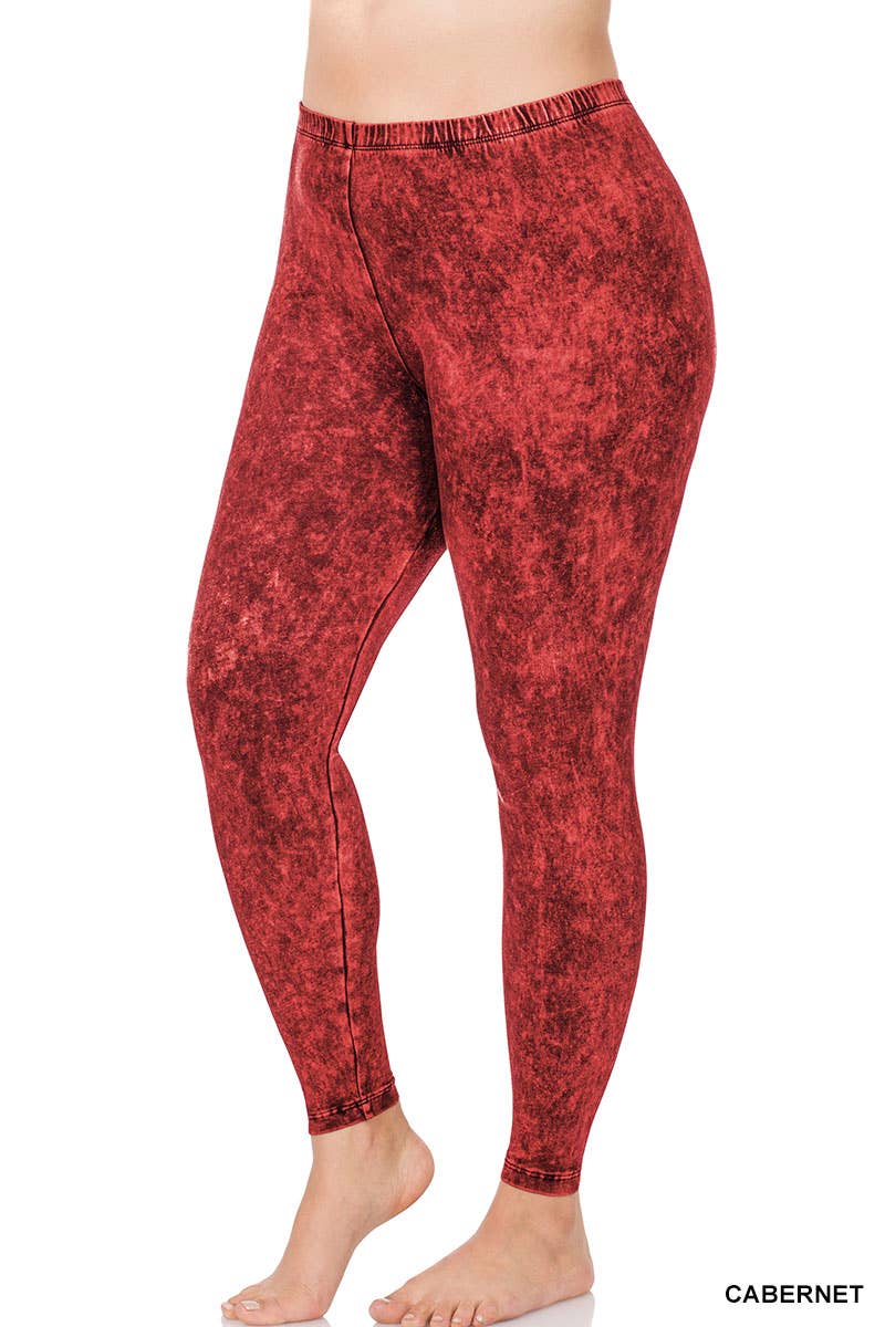 Plus Mineral Wash Cotton Leggings: AMERICANO