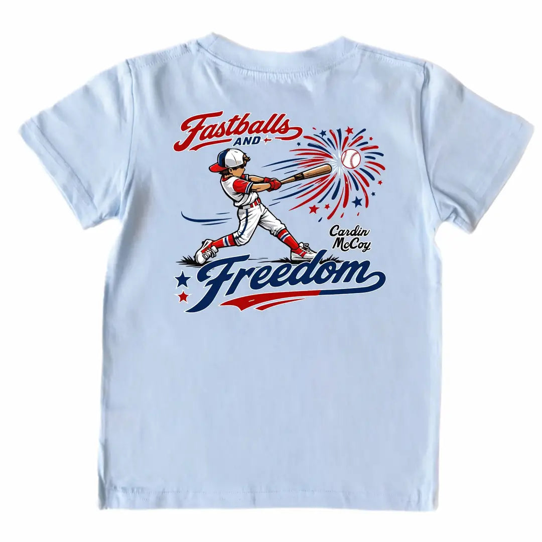 CARDIN MCCOY Blue "Fastballs & Freedom" Tee