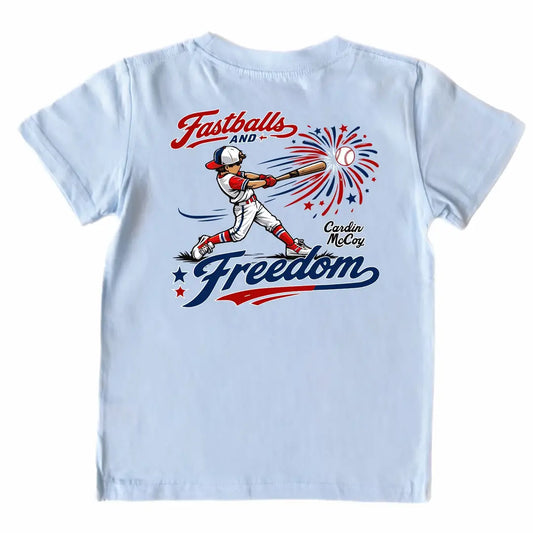 CARDIN MCCOY Blue "Fastballs & Freedom" Tee