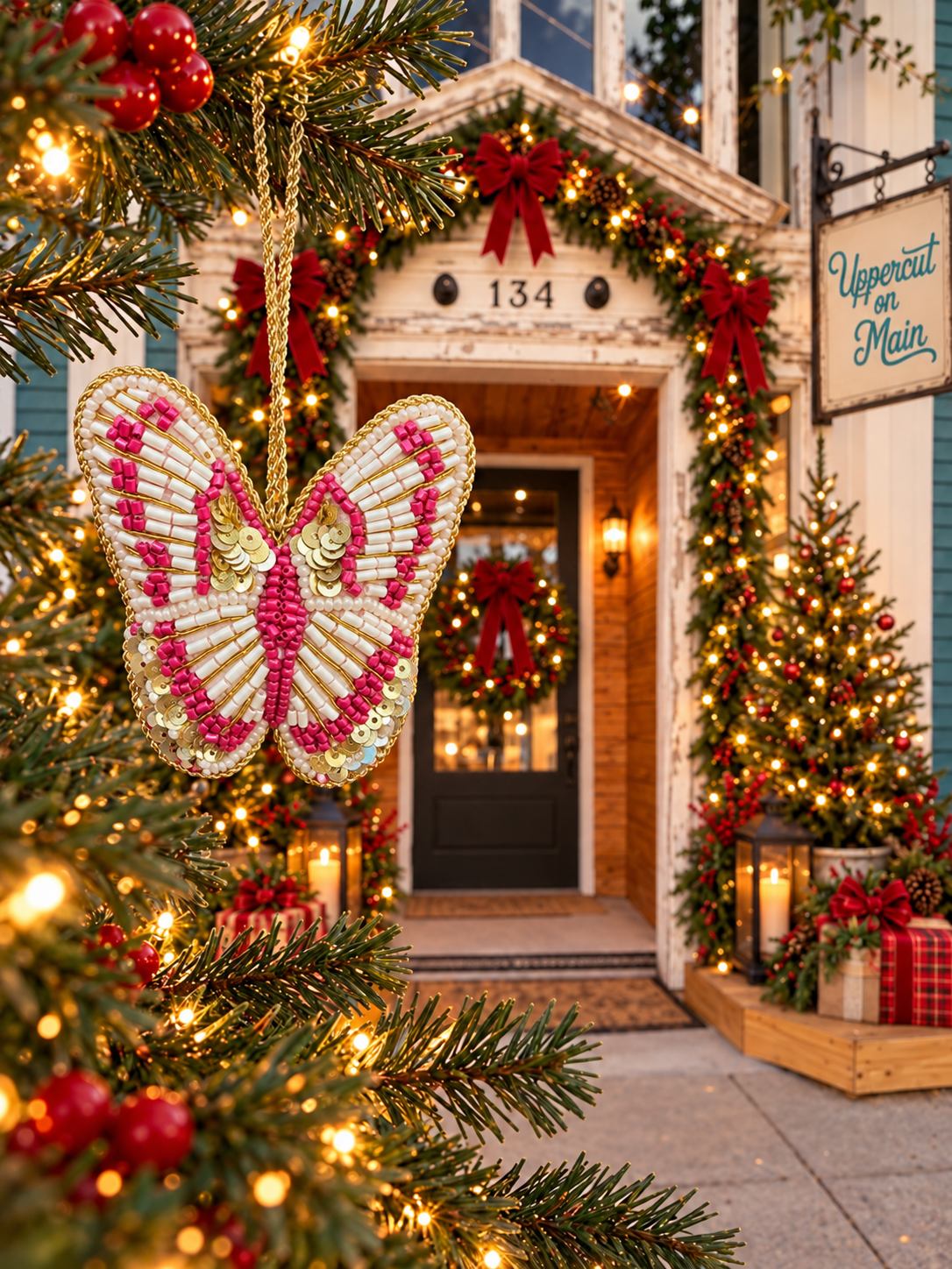 180 Degree BEADED BUTTERFLY Ornament