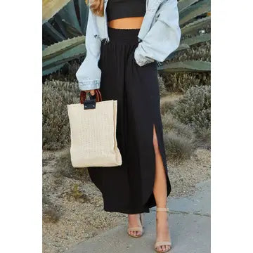 Smocked Waist Maxi Skirt