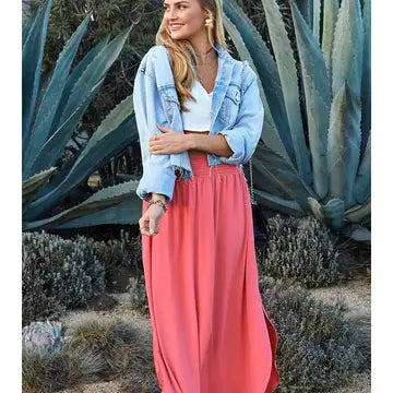 Smocked Waist Maxi Skirt