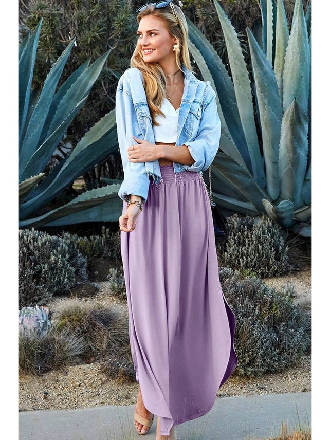 Smocked Waist Maxi Skirt