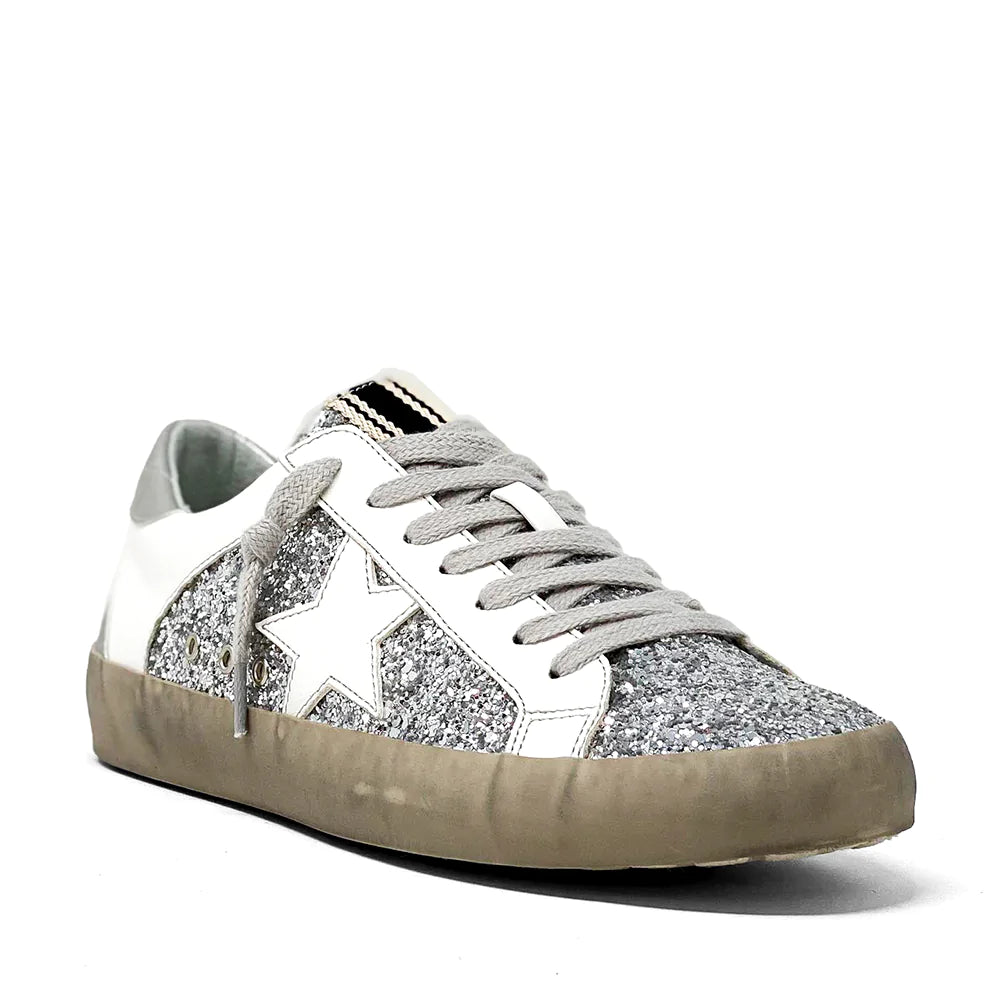 Shu Shop Paris Silver Sparkle Sneakers