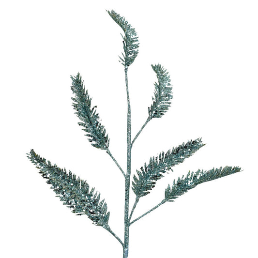 Sequined Glitter Fern Spray - Persian Green