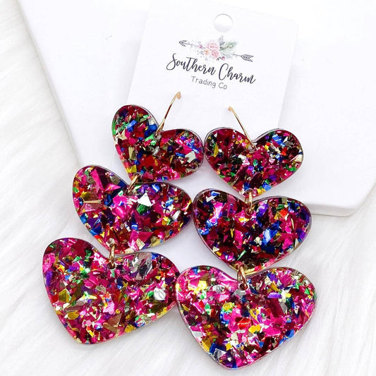 Party Confetti Triple Heart Dangles