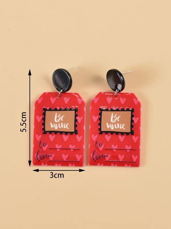 Valentine Gift Tag Drop Earrings