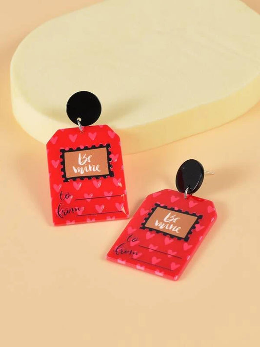 Valentine Gift Tag Drop Earrings