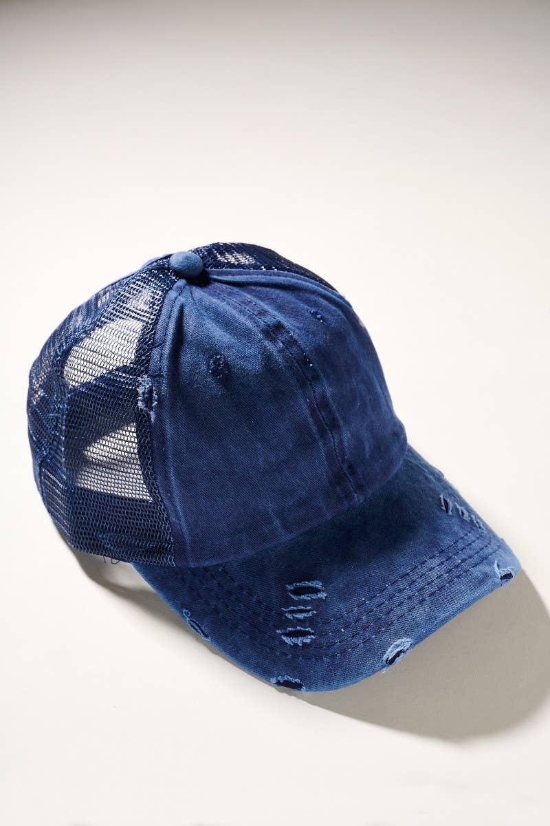 Ripped and Washed Solid Baseball Caps