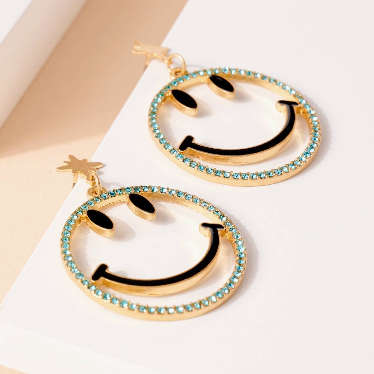 UCOM Teal Smile Rhinestone Set Earrings