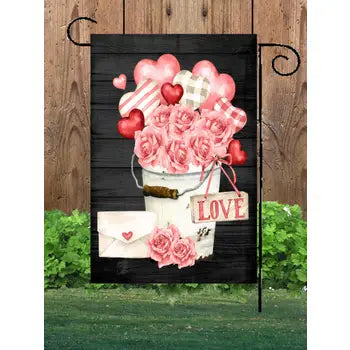 Valentine Heart Bucket Garden Flag