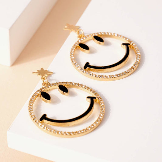 UCOM Gold Smile Rhinestone Set Earrings