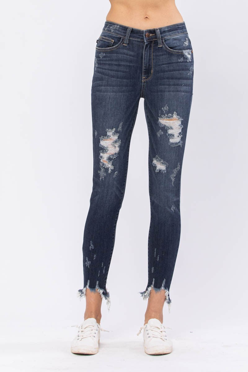 JUDY BLUE Dark Wash Ripped Jeans