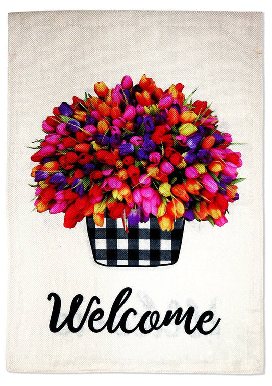 Welcome Floral Tulips Garden Flag