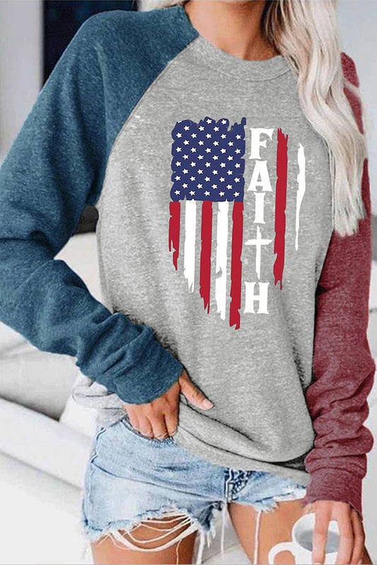 USA Flag Faith Print Top