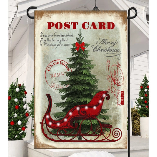 Christmas Post Card Garden Flag