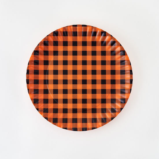GLITTERVILLE Orange Buffalo Plaid Melamine Platter