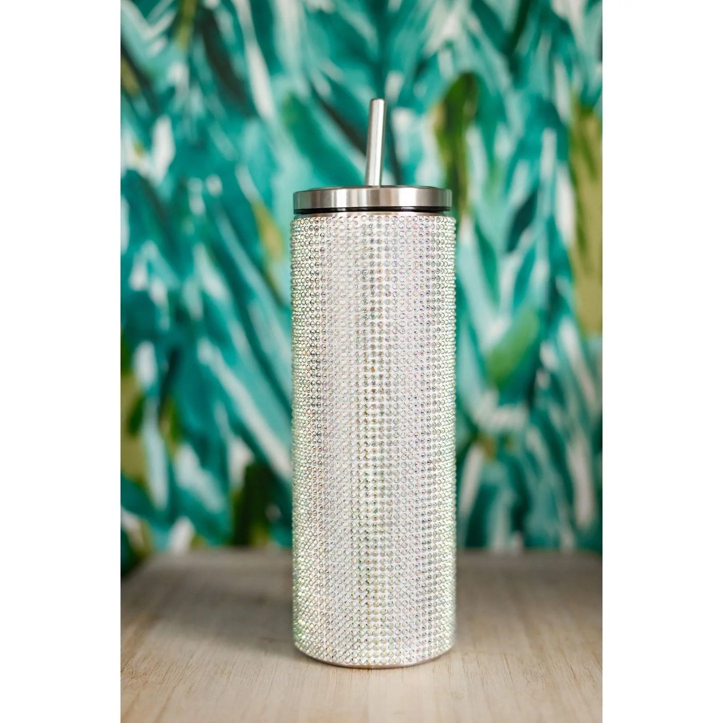 UCOM White Rhinestone Bling Tumbler