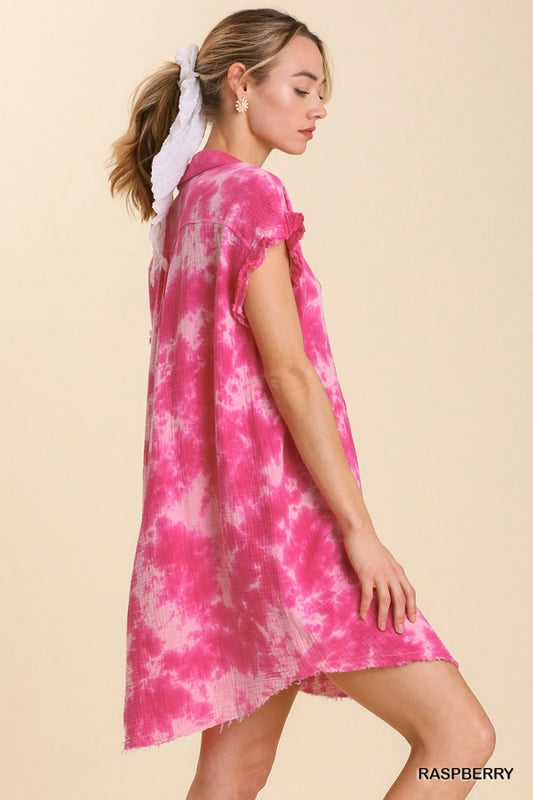 UMGEE TYE Dye Pink Collar Dress
