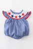 Blue Gingham Star Embroidery Girl Bubble