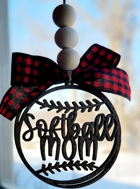 Softball Mom Car Charm Ornamen