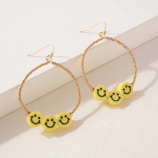 UCOM Yellow Smile Beaded Earrings