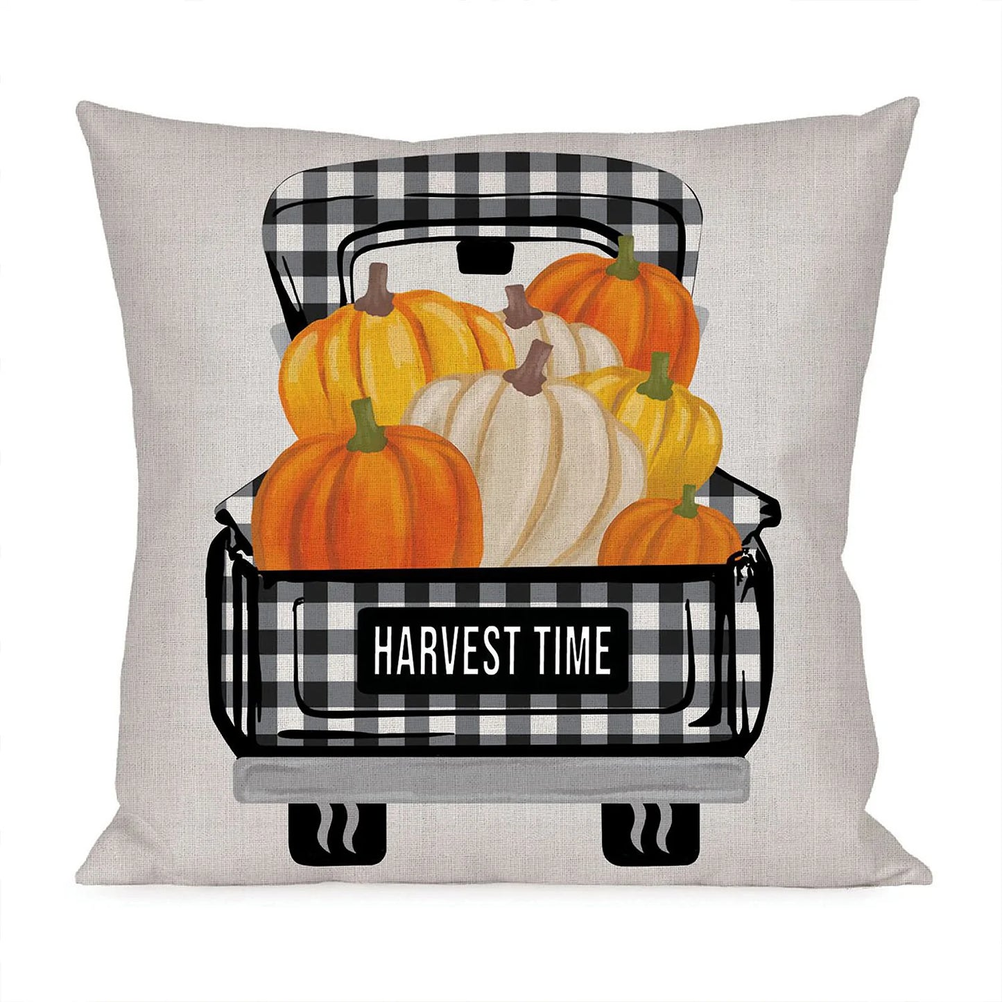 Pumpkin Plaid Truck Interchangeable Pillow