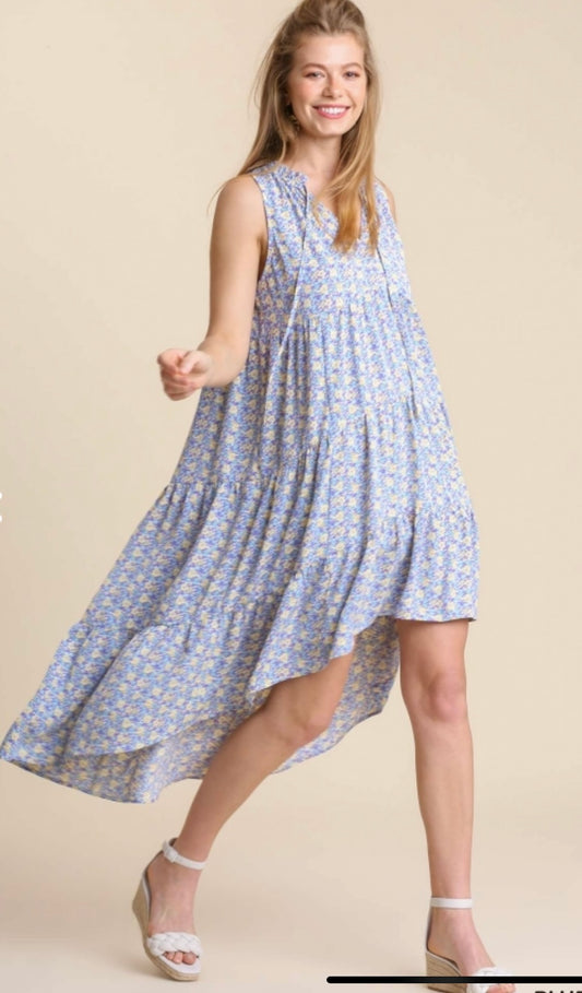 Blue Tie Midi Dress