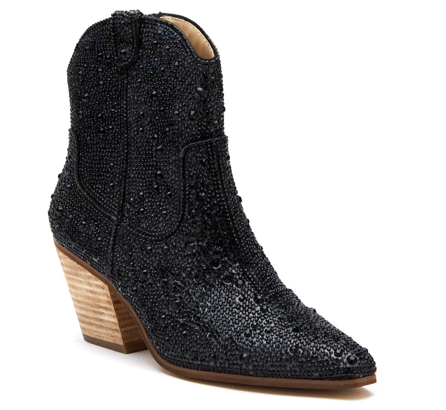 Black Rhinestone Ankle Boot