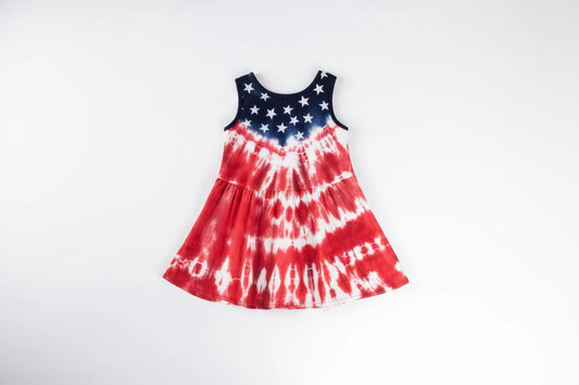 Red White Blue Patriotic Tie Dye Dress