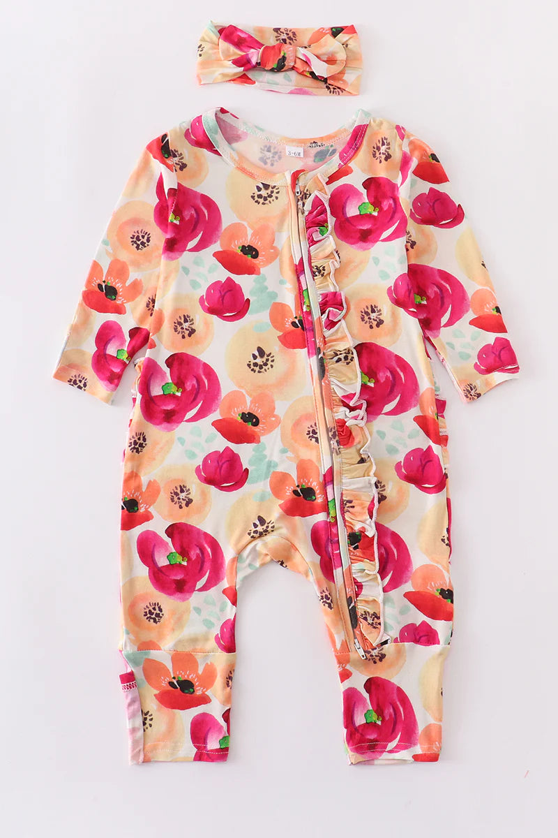 Pink Floral Romper
