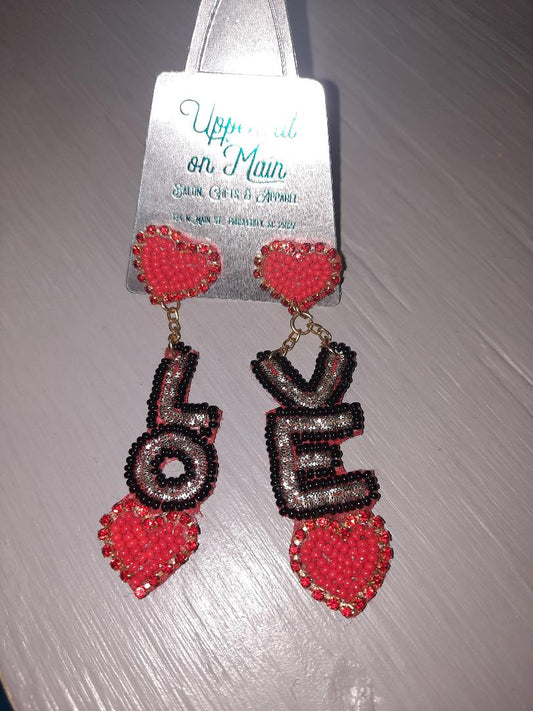 Red/Black "LOVE" Earrings