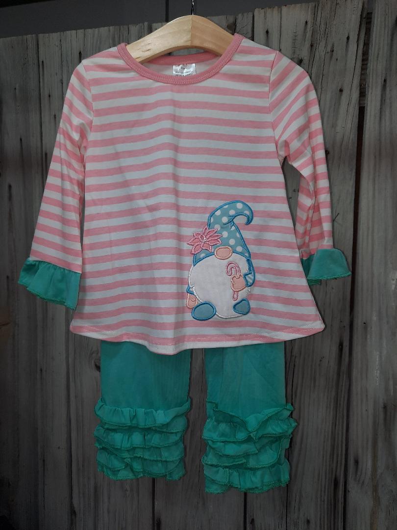Pink Stripe Gnome Christmas 2pc set